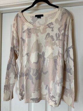 Sanctuary Women's Scoop Neck Sweater in Cream, Tan & Gray Camo